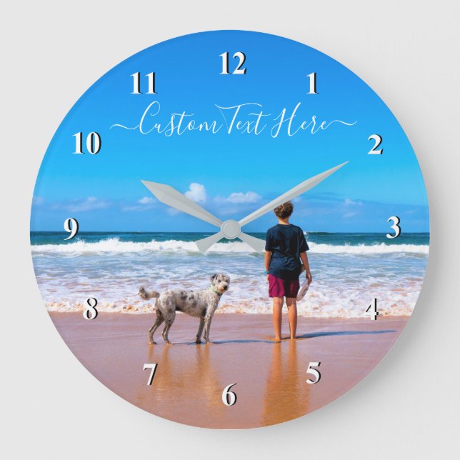 Custom Photo and Text - Your Own Design - My Pet   Large Clock (Front)