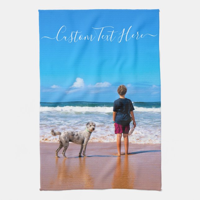 Custom Photo and Text - Your Own Design - My Pet   Tea Towel (Vertical)