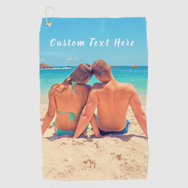 Custom Photo and Text - Your Own Design - Romantic Golf Towel (Front)