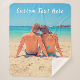 Custom Photo and Text - Your Own Design - Special  Sherpa Blanket