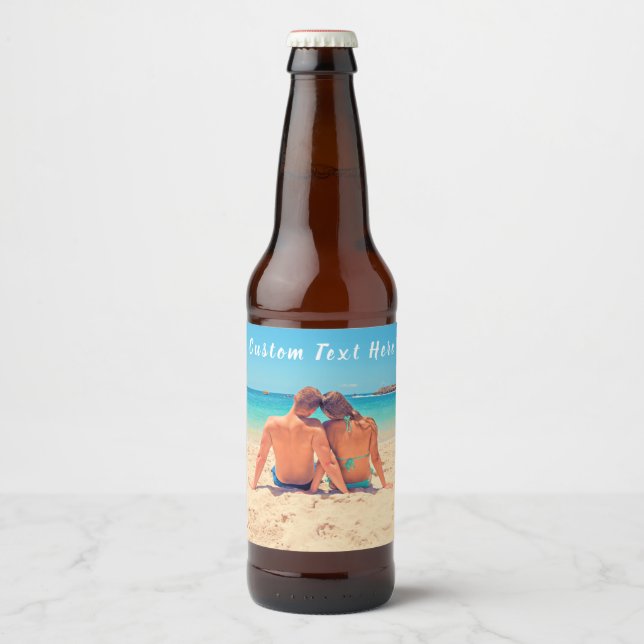 Custom Photo and Text - Your Own Design - Unique Beer Bottle Label (Front)