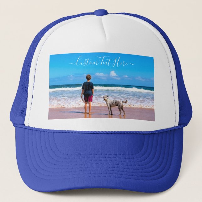 Custom Photo and Text - Your Own Design - Your Pet Trucker Hat (Front)