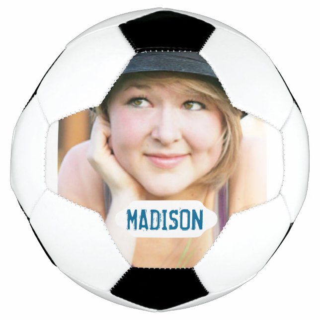 Custom photo and white name plate football (Front)
