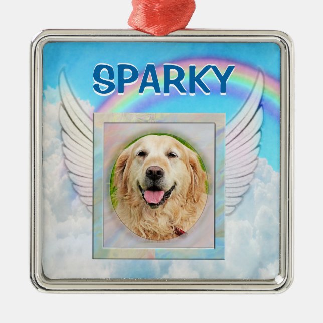Custom Photo Angel Pet Memorial Metal Tree Decoration (Front)