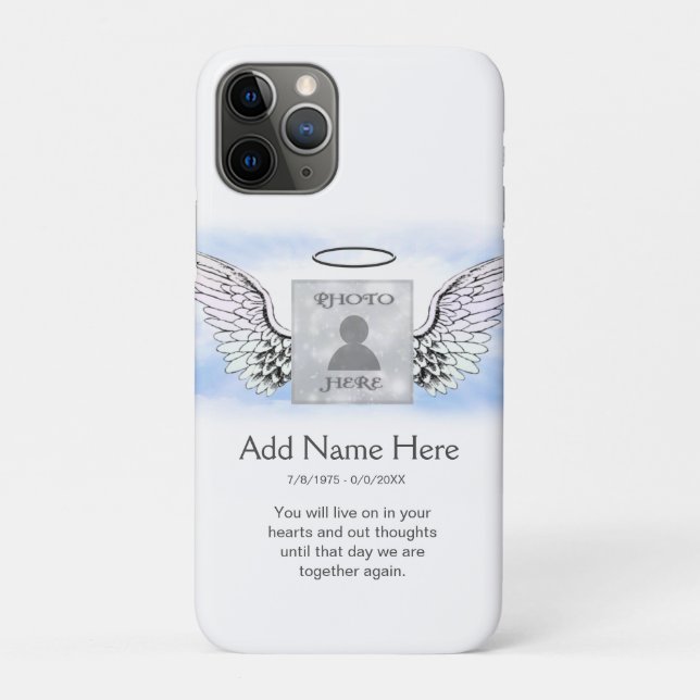 Custom Photo Angel Wings and Heart Memorial Case-Mate iPhone Case (Back)