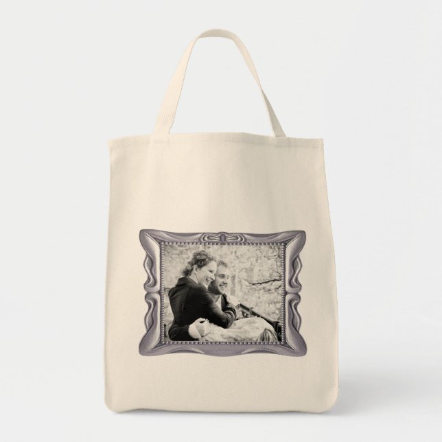 Custom Photo Anniversary Fancy Silver Frame, YPI Tote Bag (Front)