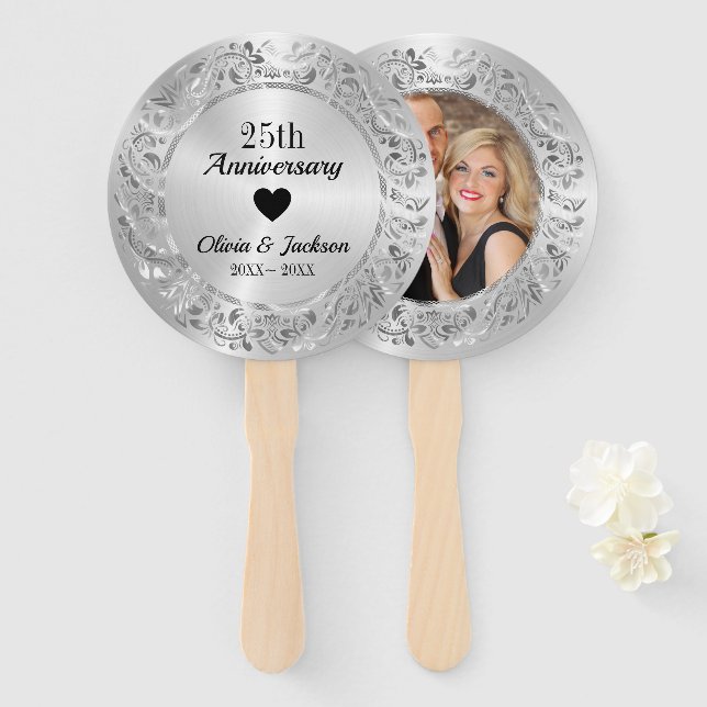 Custom Photo Anniversary Hand Fan (Front and Back)
