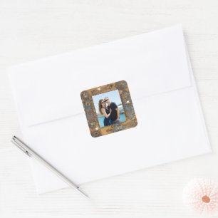 Custom Photo Antique Skeleton Key Frame Image Square Sticker