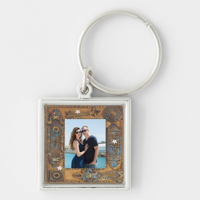 Custom Photo Antique Skeleton Key Frame Image, YPI Key Ring (Front)