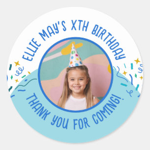 Custom Photo Any Age Thank You Birthday Favours Classic Round Sticker