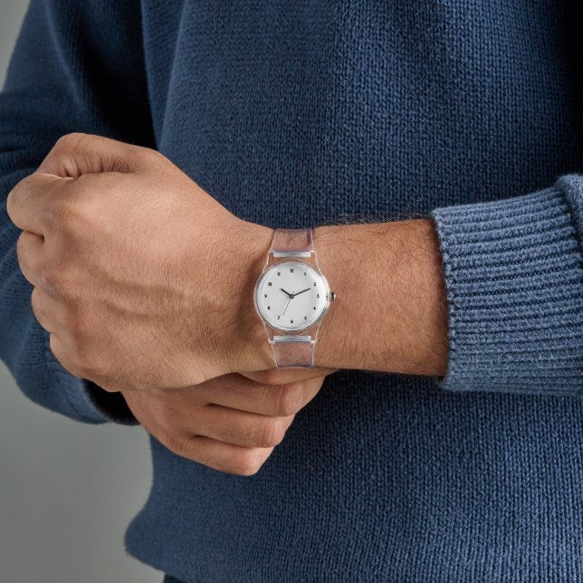 Custom Photo Art Men's Clear Silicone Strap Watch (Hand)