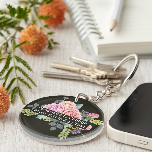 Custom Photo Art Name Monogram Acrylic RD One Side Key Ring (Front Right)