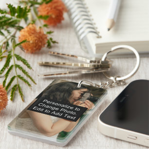 Custom Photo Art Name Monogram Quote Acrylic Rec Key Ring