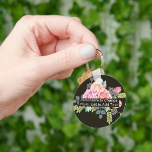 Custom Photo Art Name Monogram Quote Alum Circle Key Ring