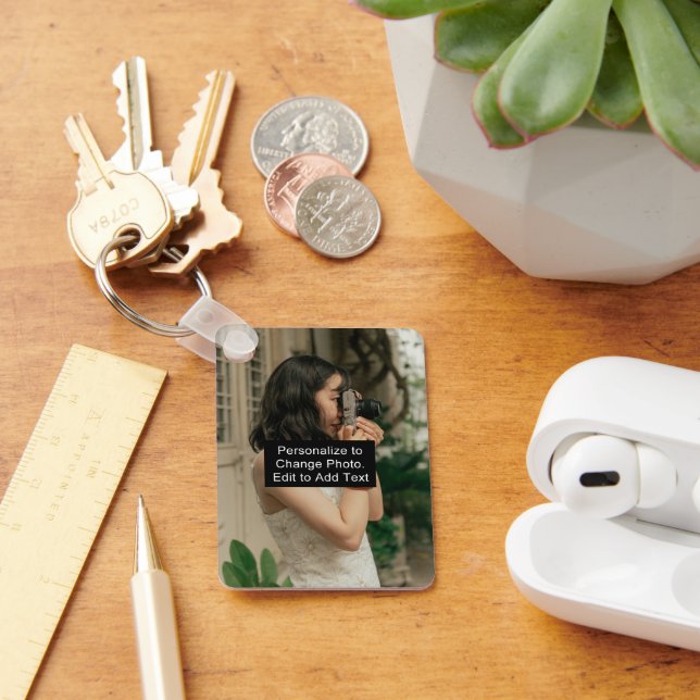Custom Photo Art Name Monogram Quote Alum Rec Sm Key Ring (Desk)