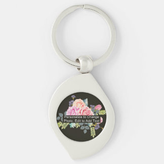 Custom Photo Art Name Monogram Quote Heart Shaped Key Ring