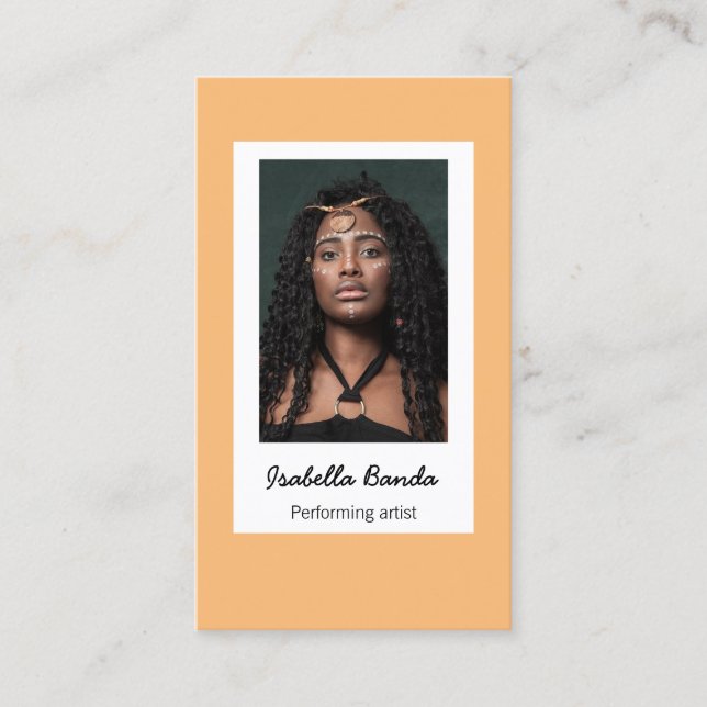 Custom photo artist orange business card (Front)