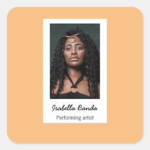 Custom photo artist orange square sticker