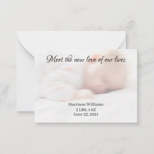 Custom photo Baby Birth Name Announcement card (Front)