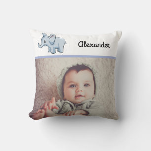 Custom Photo Baby Blue Elephant Cushion
