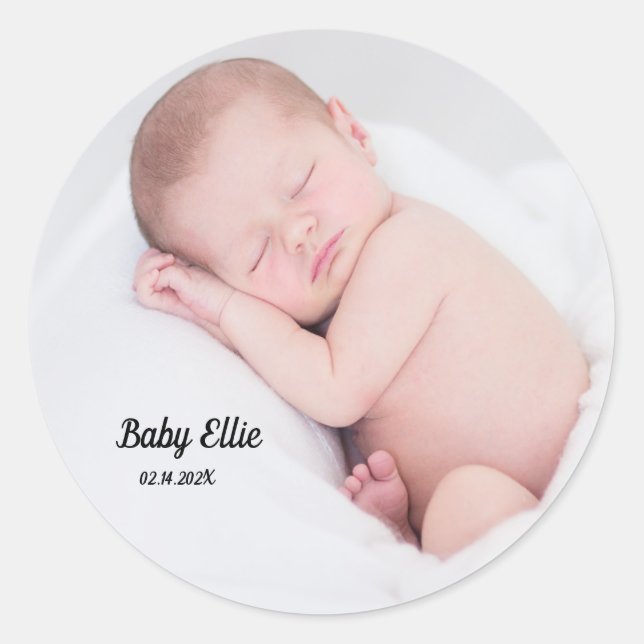 Custom Photo Baby  Classic Round Sticker (Front)