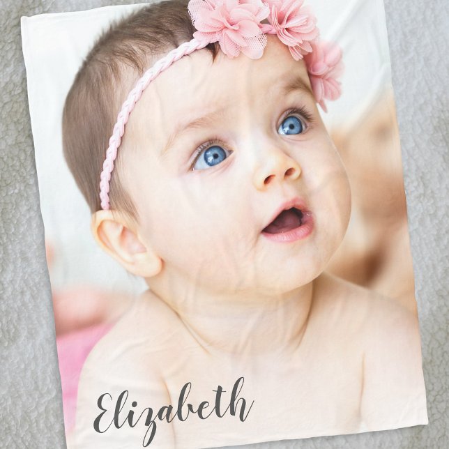 Custom Photo | Baby Family Name Fleece Blanket (Creator Uploaded)