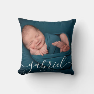 Custom Photo Baby Name Template Keepsake Cushion