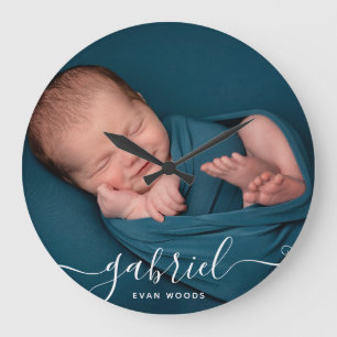 Custom Photo Baby Name Template Personalised Baby Large Clock
