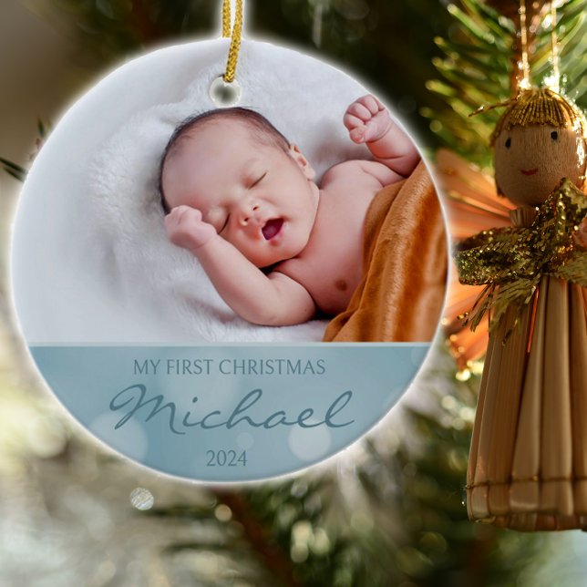 Custom Photo Baby´s First Christmas  Ceramic Tree Decoration (Creator Uploaded)