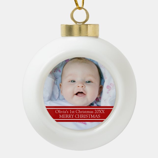 Custom Photo Baby's 1st Christmas Ornament (Front)