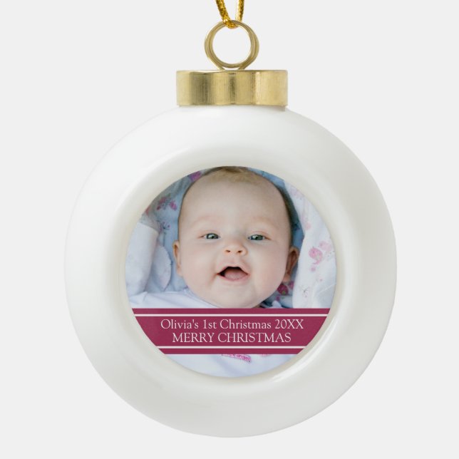 Custom Photo Baby's 1st Christmas Ornament (Front)