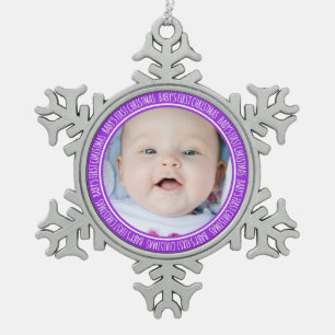 Custom Photo Baby's 1st Christmas Ornament Purple