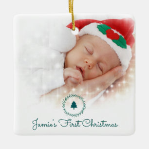Custom Photo Baby's First Christmas  Ceramic Ornament