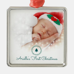 Custom Photo Baby's First Christmas Metal Tree Decoration