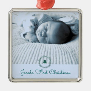 Custom Photo Baby's First Christmas Metal Tree Decoration