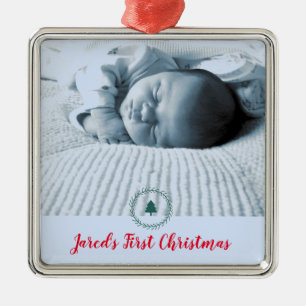 Custom Photo Baby's First Christmas Metal Tree Decoration