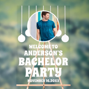 Custom Photo Bachelor Party Welcome Acrylic Sign