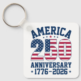 Custom Photo (Back) Bold Simple America 250 Years Key Ring