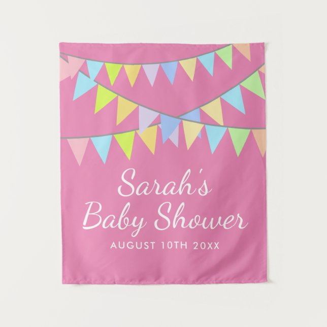 Custom photo backdrop for baby shower party tapestry (Front)