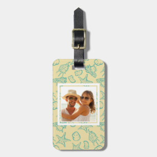Custom Photo Background with shells. Hand drawn 2 Luggage Tag