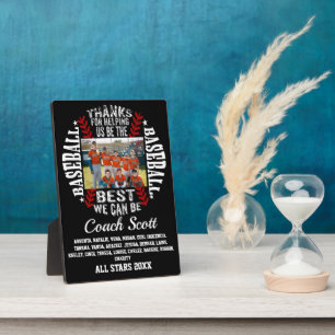 Custom Photo Baseball Coach Team Roster Award Plaque