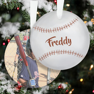 Custom Photo Baseball Simple Typography  Ornament