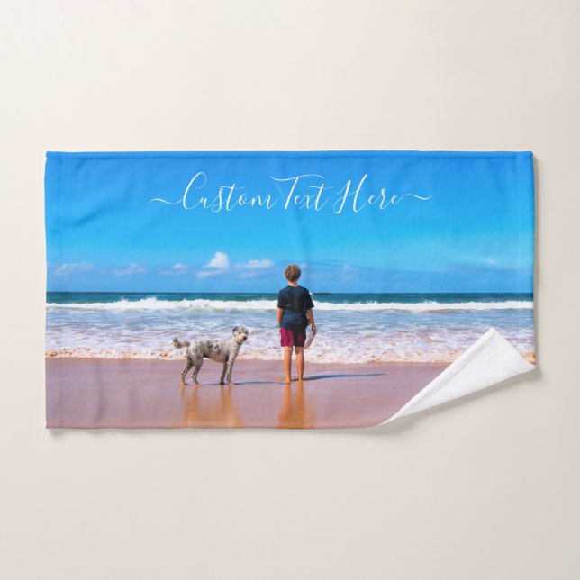 Custom Photo Bath Towel Set Your Photos and Text (Hand Towel)