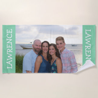 Custom photo beach towel mint - personalised gift