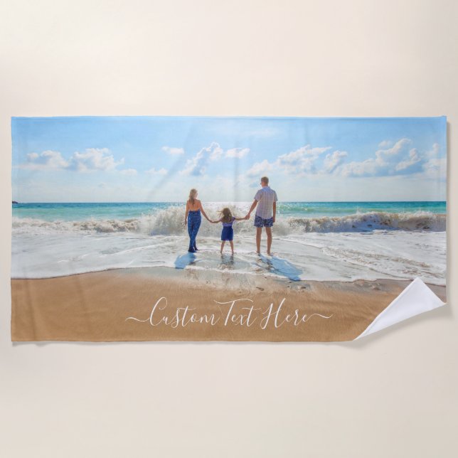 Custom Photo Beach Towel with Your Photos and Text (Front)