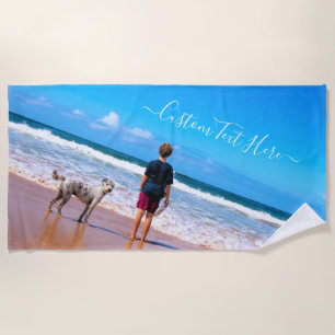 Custom Photo Beach Towel Your Photos and Text