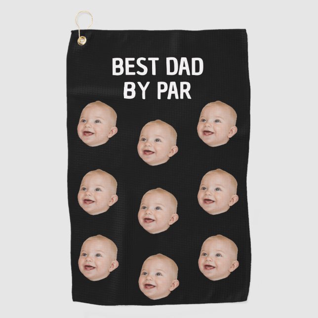 Custom Photo Best Dad By Par Personalised Baby Golf Towel (Front)