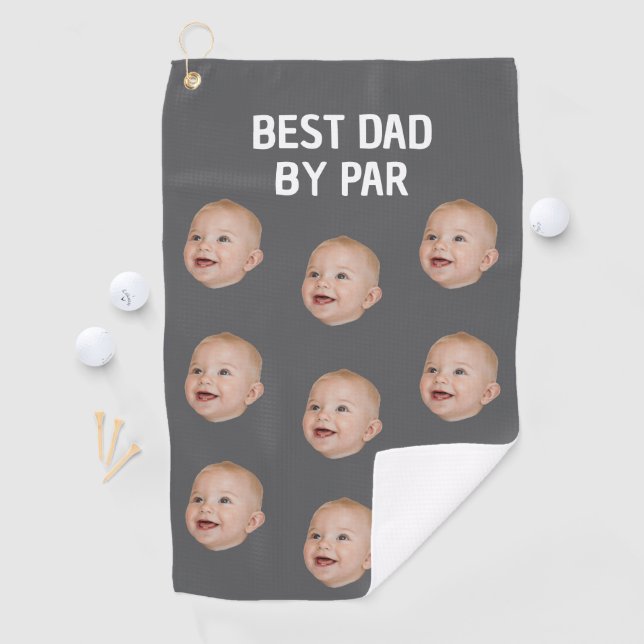 Custom Photo Best Dad By Par Personalised Baby Golf Towel (InSitu)