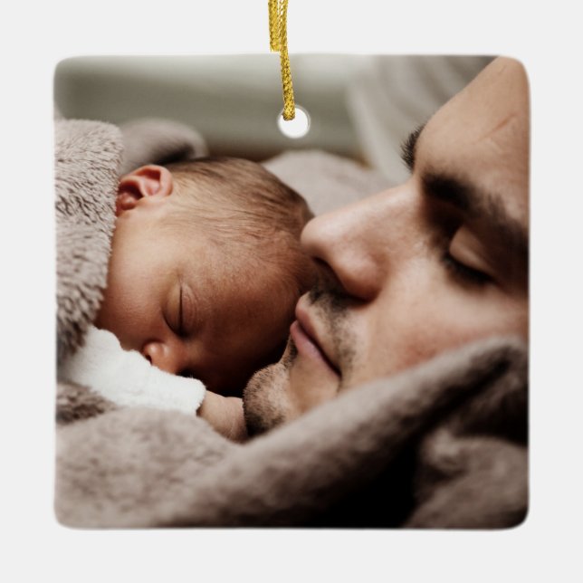 Custom Photo BEST DAD EVER Ceramic Ornament (Front)