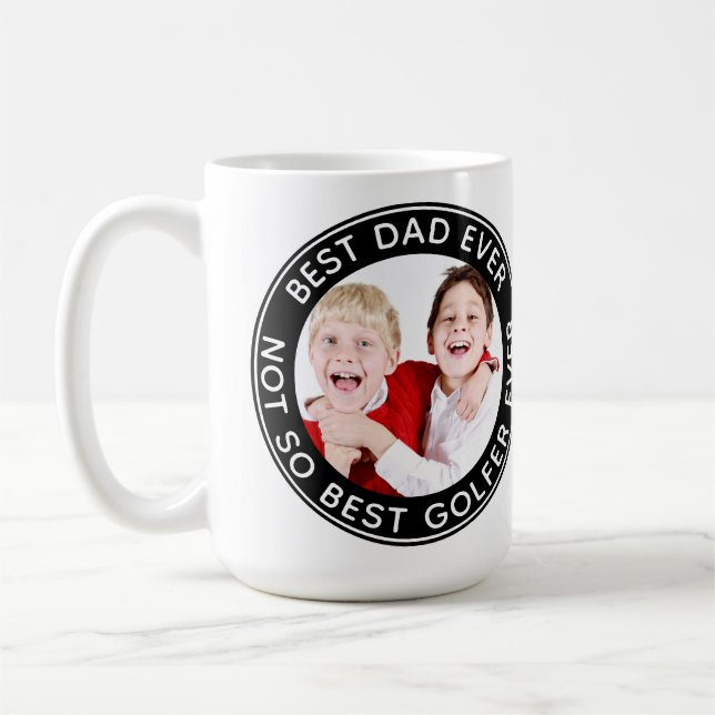 Custom Photo Best Dad Ever Funny Black White Coffee Mug (Left)